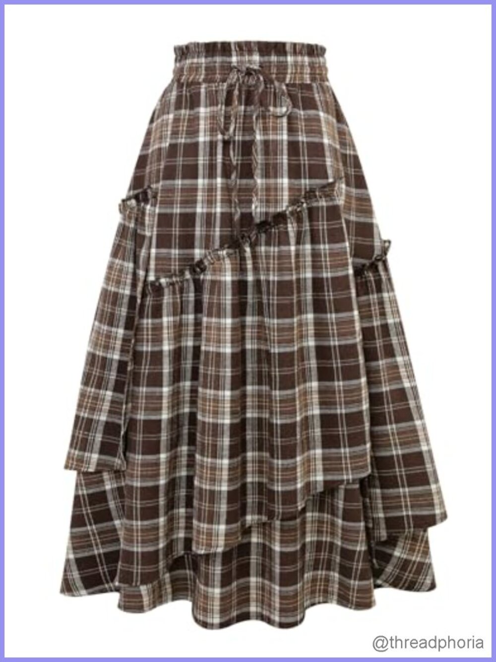 Women's Plaid Maxi Skirt High Waisted Renaissance Flowy Flannel Long Skirt
